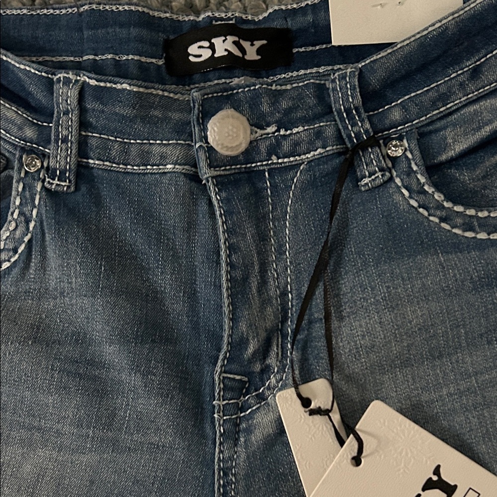 Sky Women's Light Blue Flare Jeans - Picture 4 of 8
